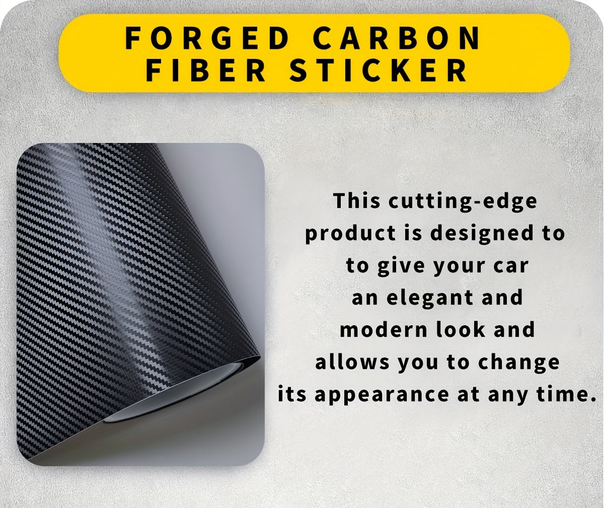 1 Roll of 19.69inch X 118.11inch Forged Carbon Fiber Vinyl Wrap