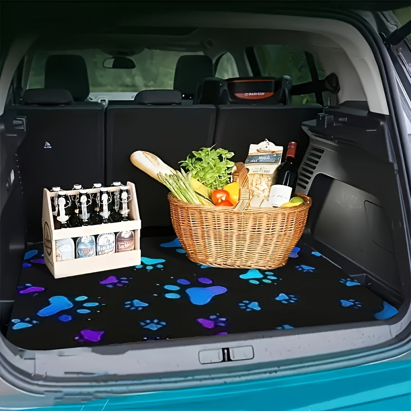 1pc Car Trunk Mat with Paw Print Design