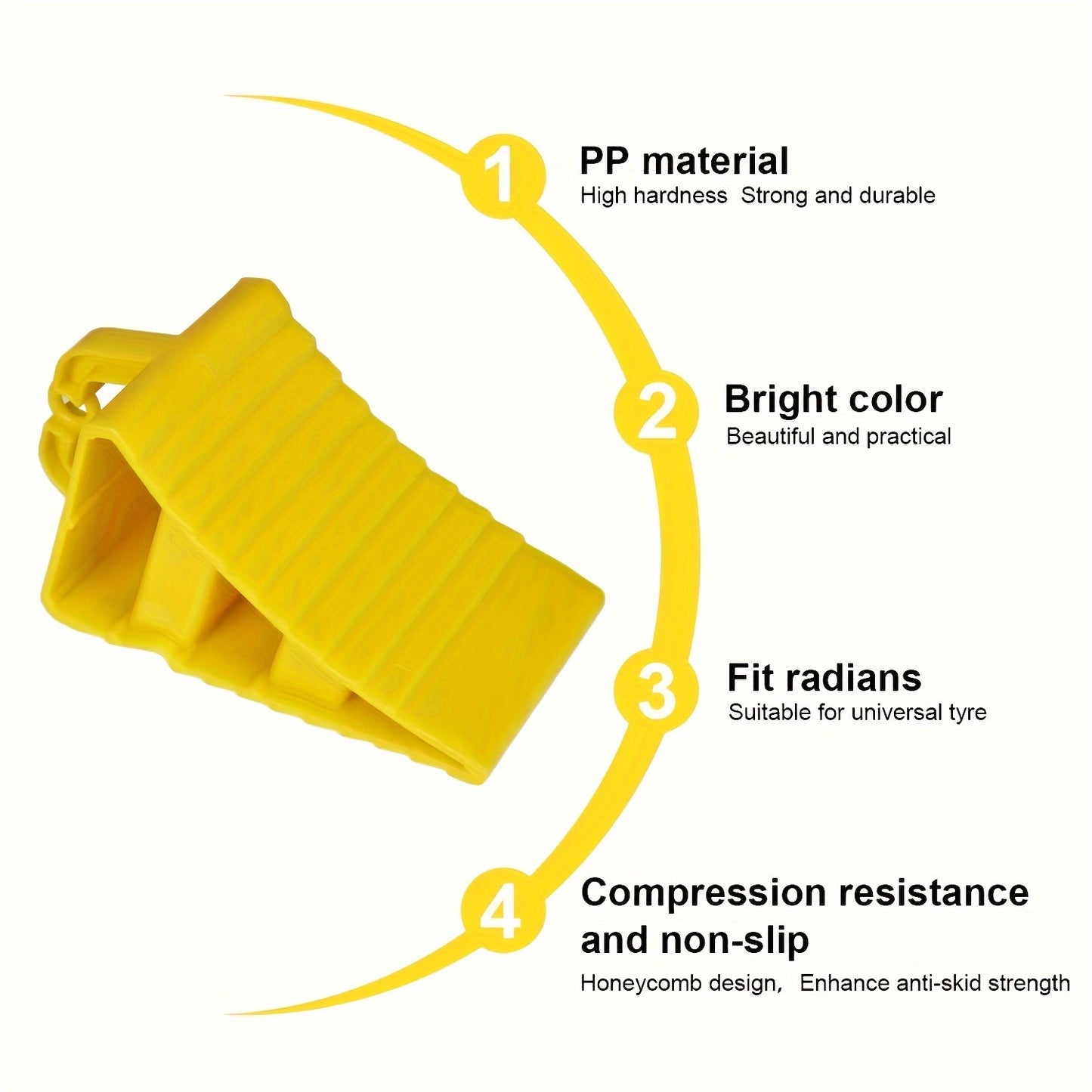 2 Heavy-Duty PE Plastic Wheel Chocks with Triangular Brake Support