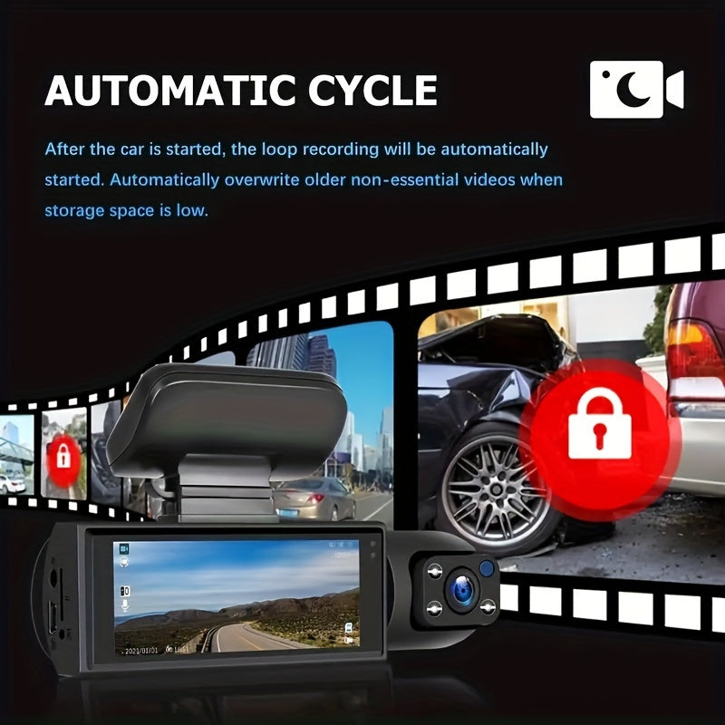1080P Dual Camera Dash Cam for Cars with IR Night Vision