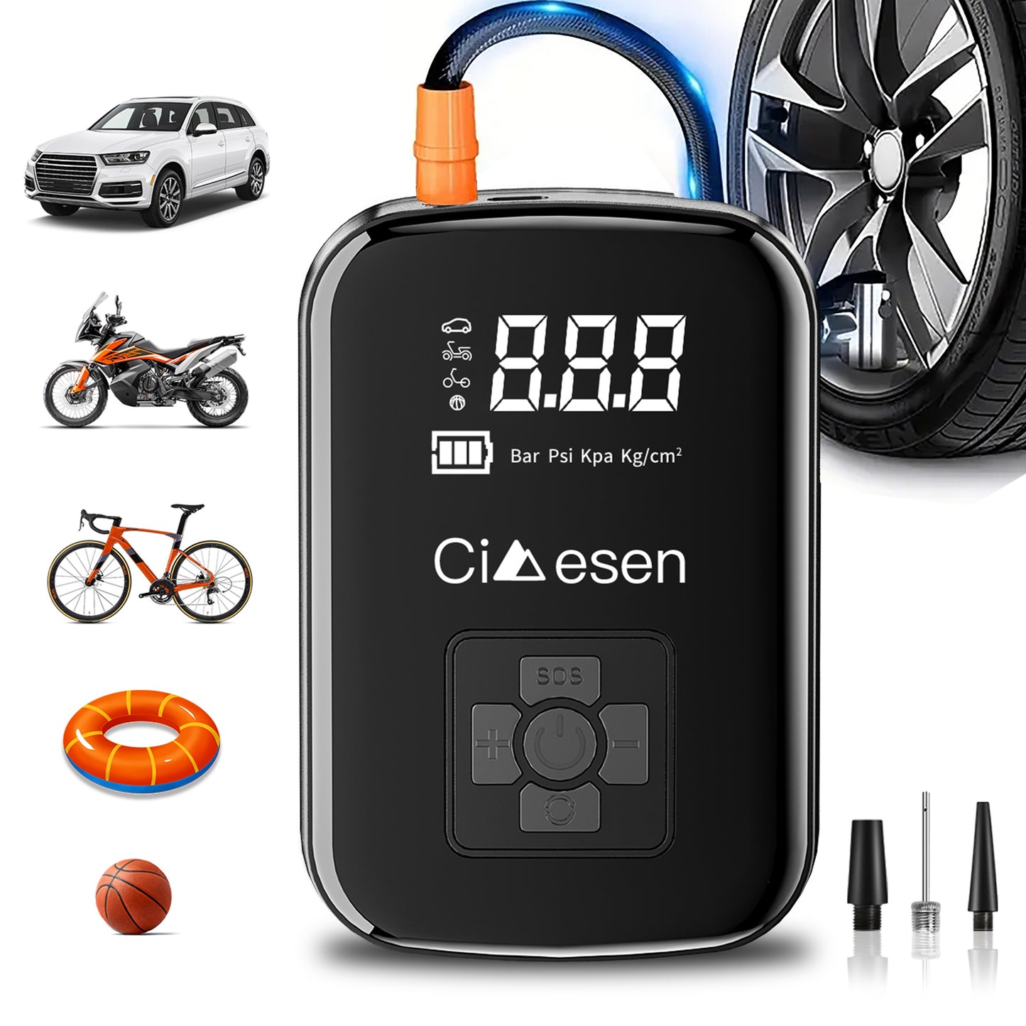 1pc Tire Inflator Portable Air Compressor
