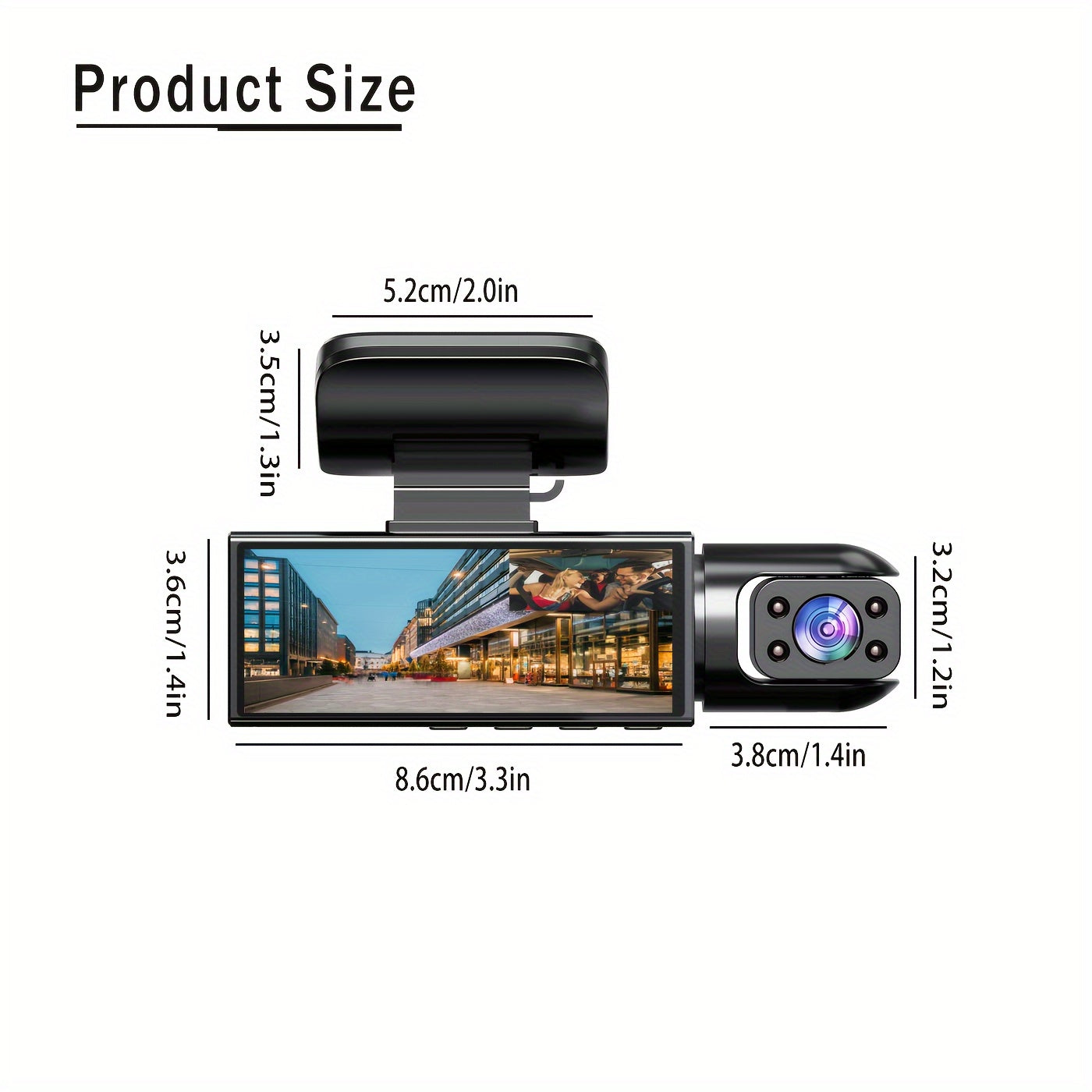 1080P Dual Camera Dash Cam for Cars with IR Night Vision