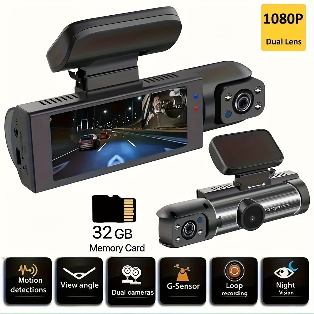 1080P Dual Camera Dash Cam for Cars with IR Night Vision