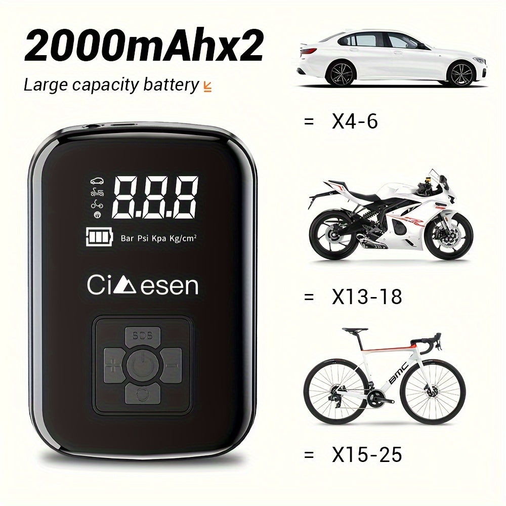 1pc Tire Inflator Portable Air Compressor