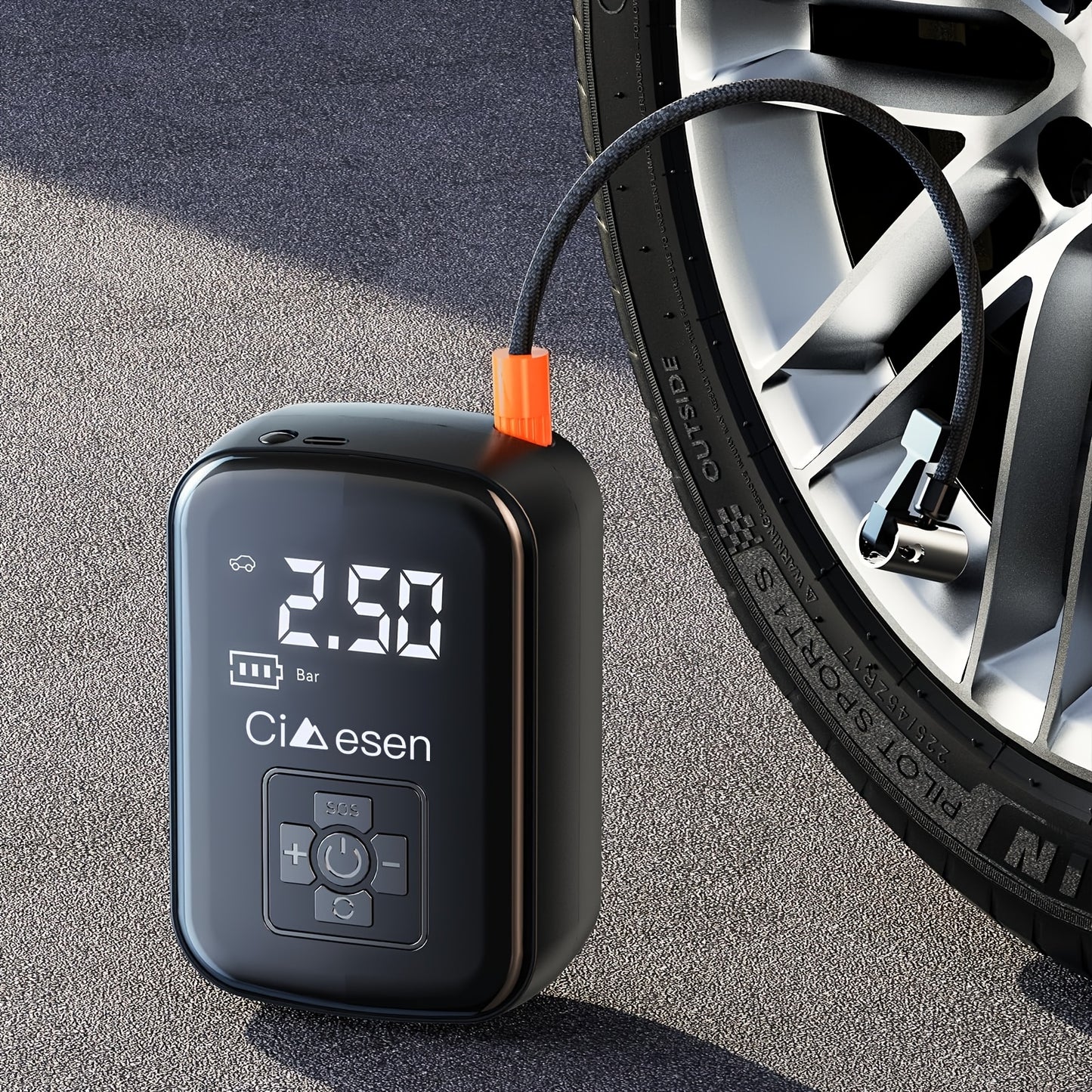 1pc Tire Inflator Portable Air Compressor