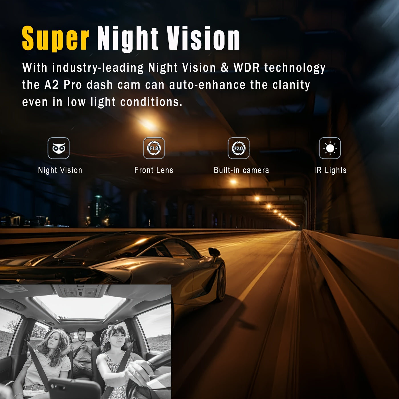 1080P Dual Camera Dash Cam for Cars with IR Night Vision