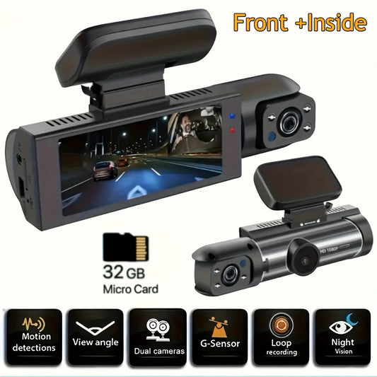 1080P Dual Camera Dash Cam for Cars with IR Night Vision