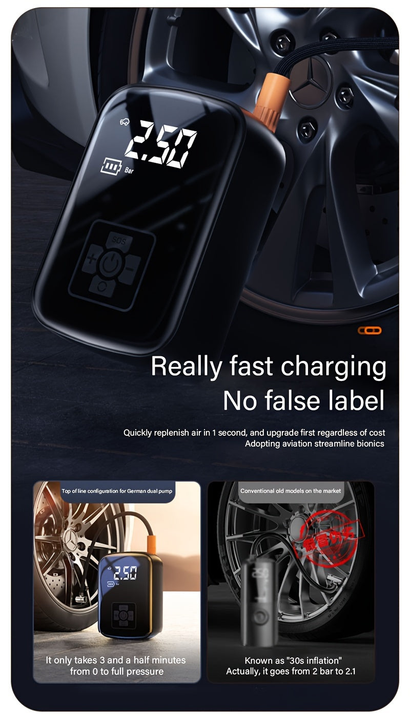 1pc Tire Inflator Portable Air Compressor