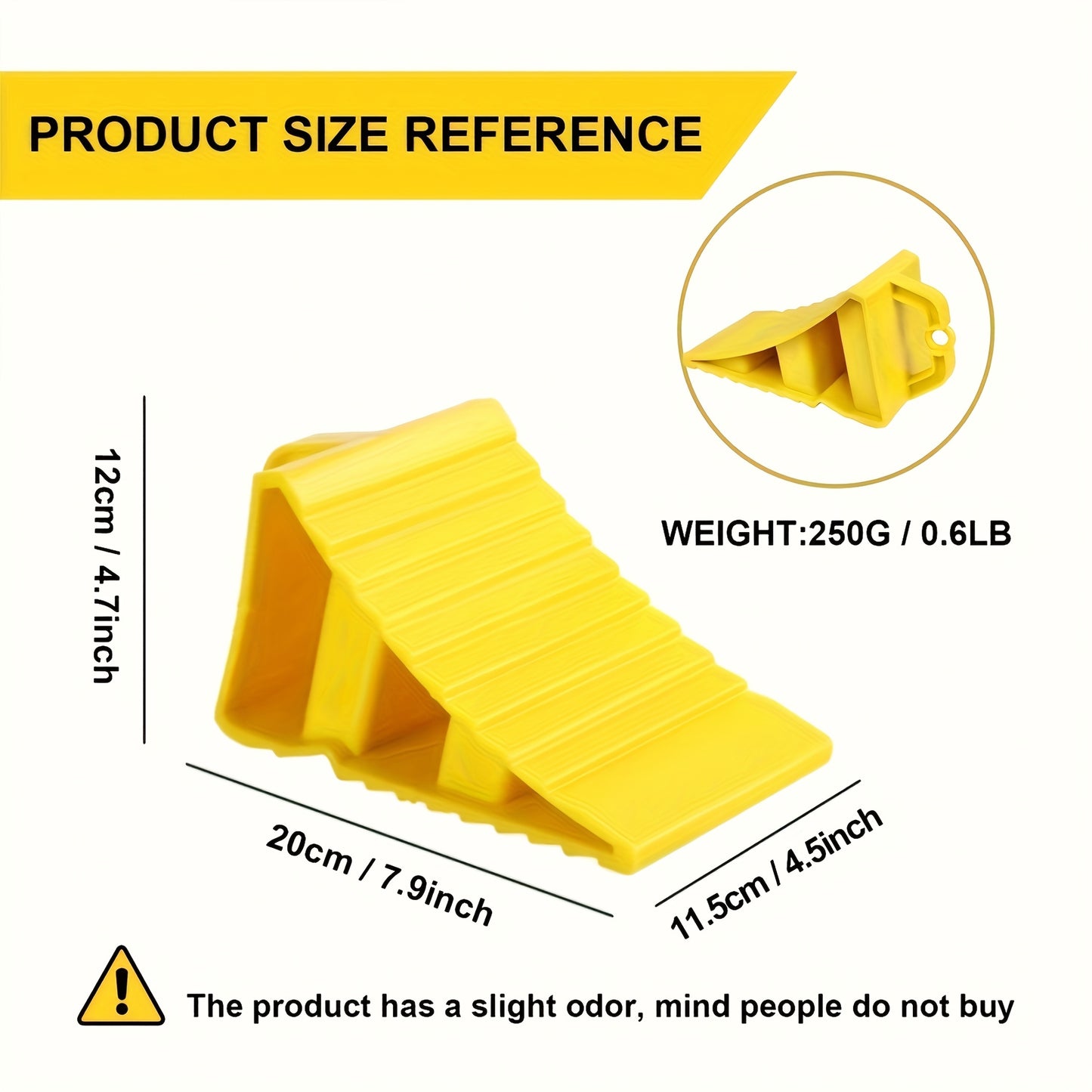 2 Heavy-Duty PE Plastic Wheel Chocks with Triangular Brake Support