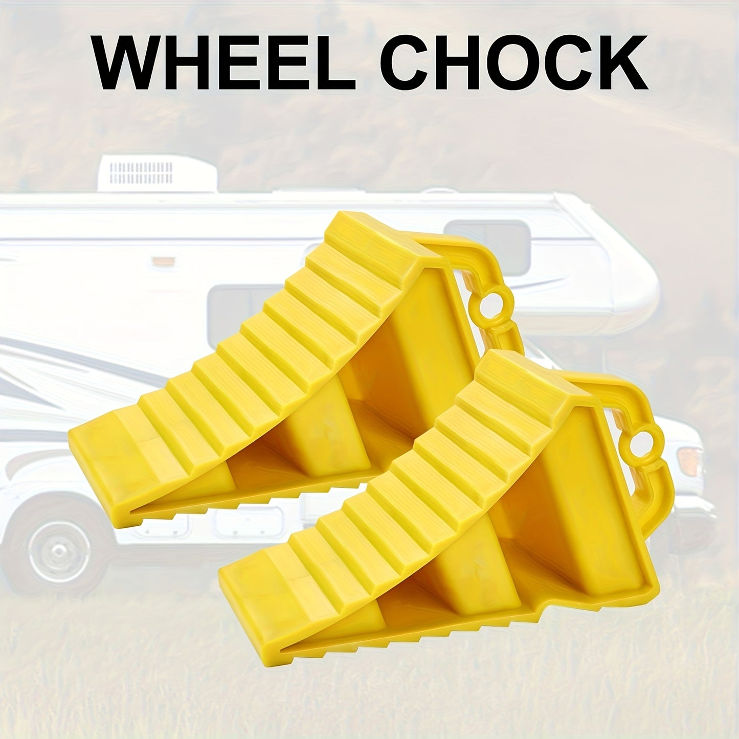 2 Heavy-Duty PE Plastic Wheel Chocks with Triangular Brake Support