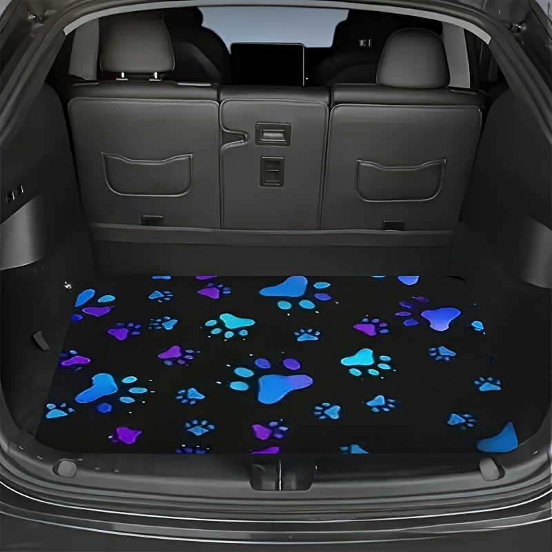 1pc Car Trunk Mat with Paw Print Design