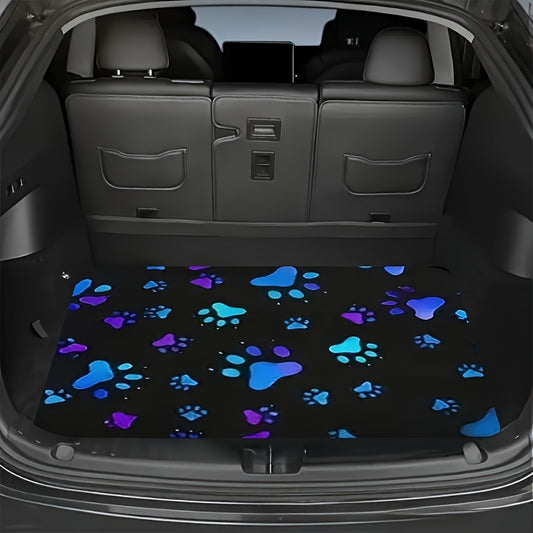 1pc Car Trunk Mat with Paw Print Design