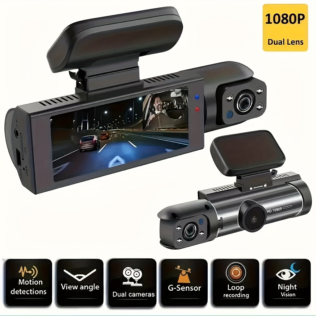 1080P Dual Camera Dash Cam for Cars with IR Night Vision