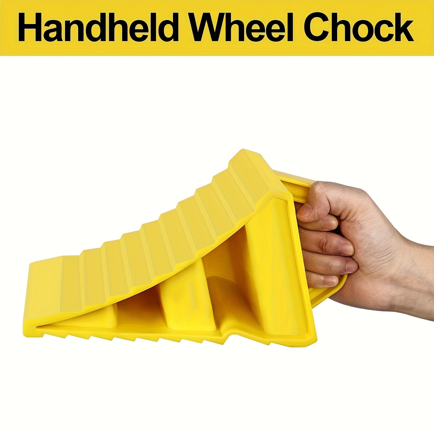 2 Heavy-Duty PE Plastic Wheel Chocks with Triangular Brake Support