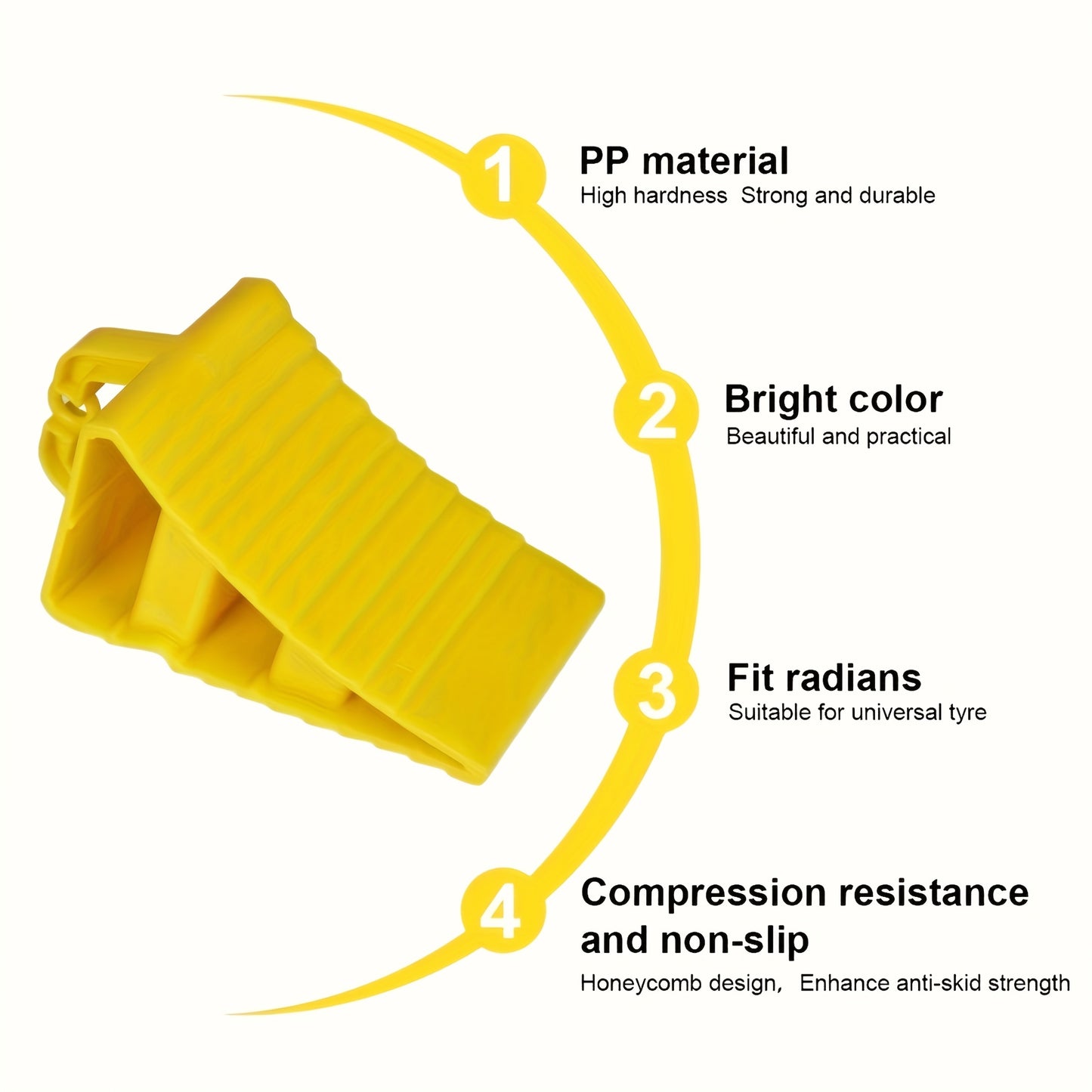 2 Heavy-Duty PE Plastic Wheel Chocks with Triangular Brake Support